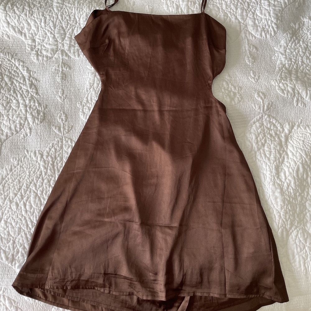 Backless Brown Mini Dress